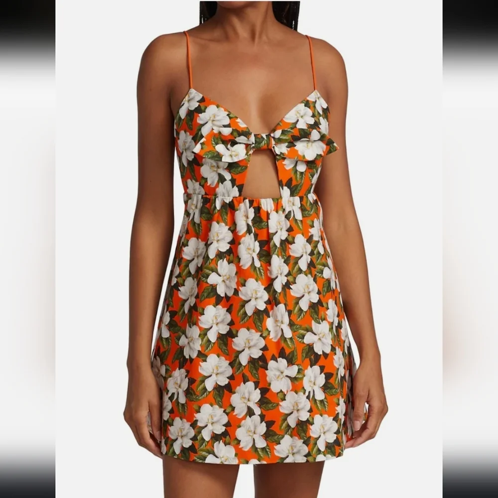 New Alice + Olivia 'Melvina'‎ Floral- Print Linen-Blend Dress 0